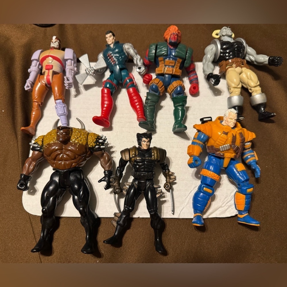 X-MEN 1993 CABLE, GRIZZLY, TUSK, AHAB, WOLVERINE, QUARK, KANE  VINTAGE TOY BIZ